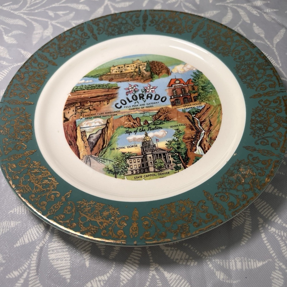 Vintage Colorado Souvenir Plate Top‎ of the Nation Collection Homer Laughlin
